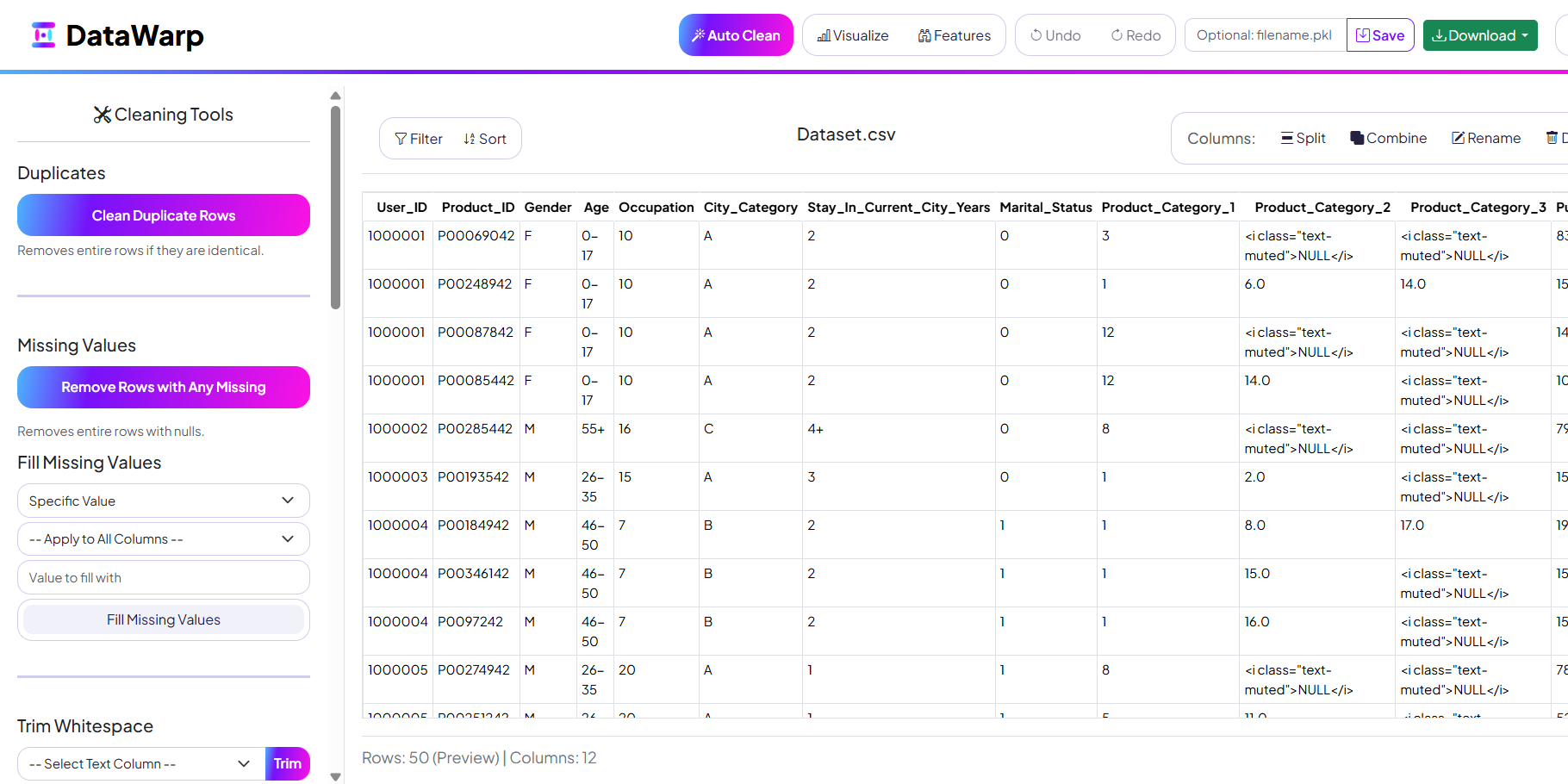 Screenshot of a clean app interface