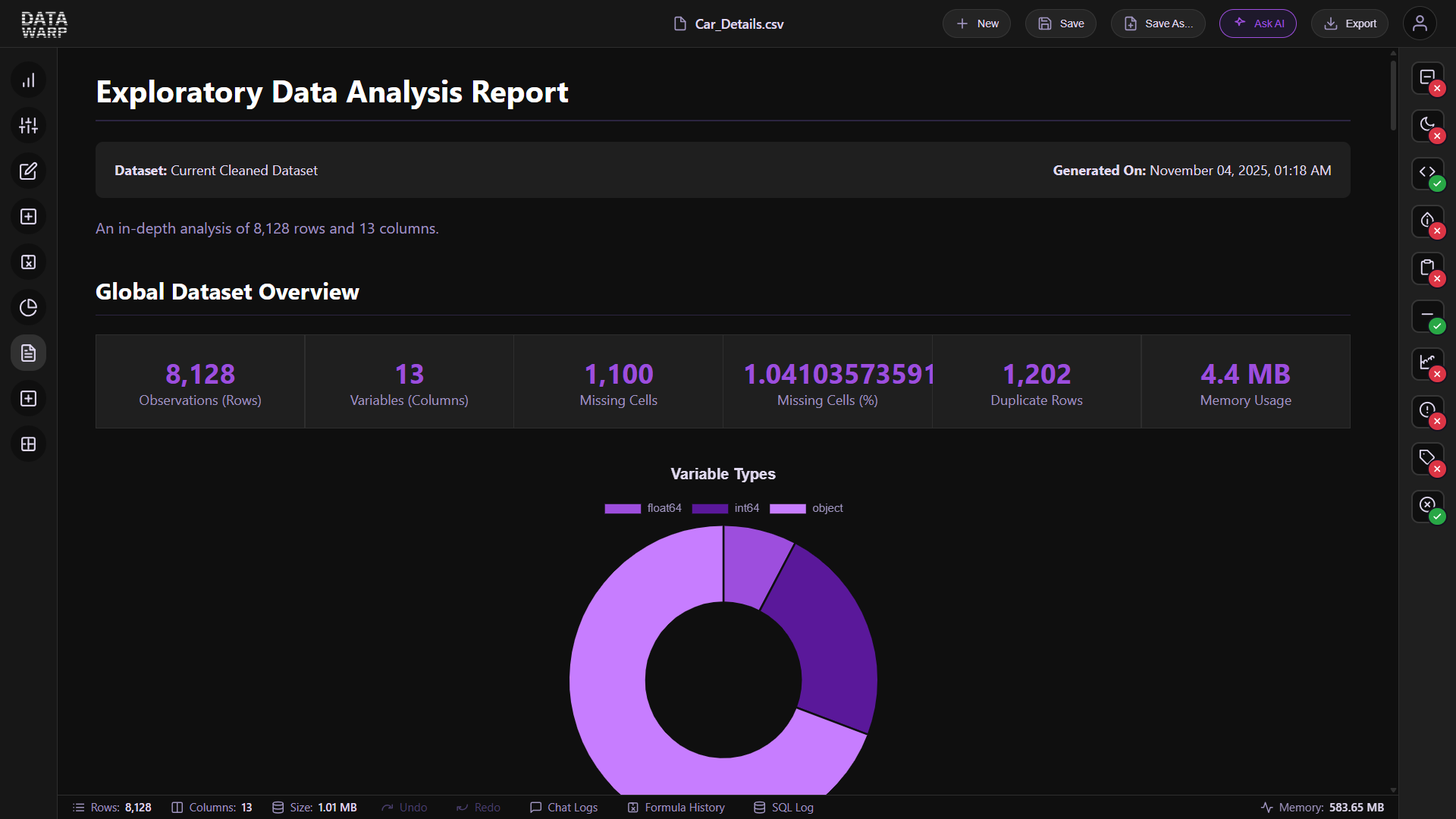 Exploratory Data Analysis Dashboard Screenshot