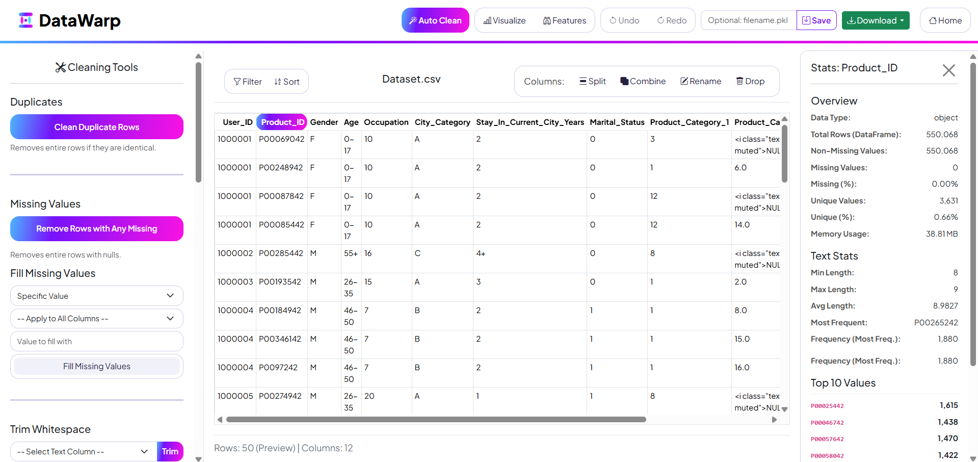 Conceptual image of a custom data cleaning application interface