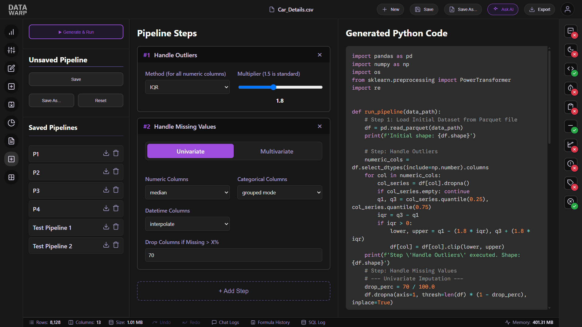 Visual Pipeline Creator Screenshot